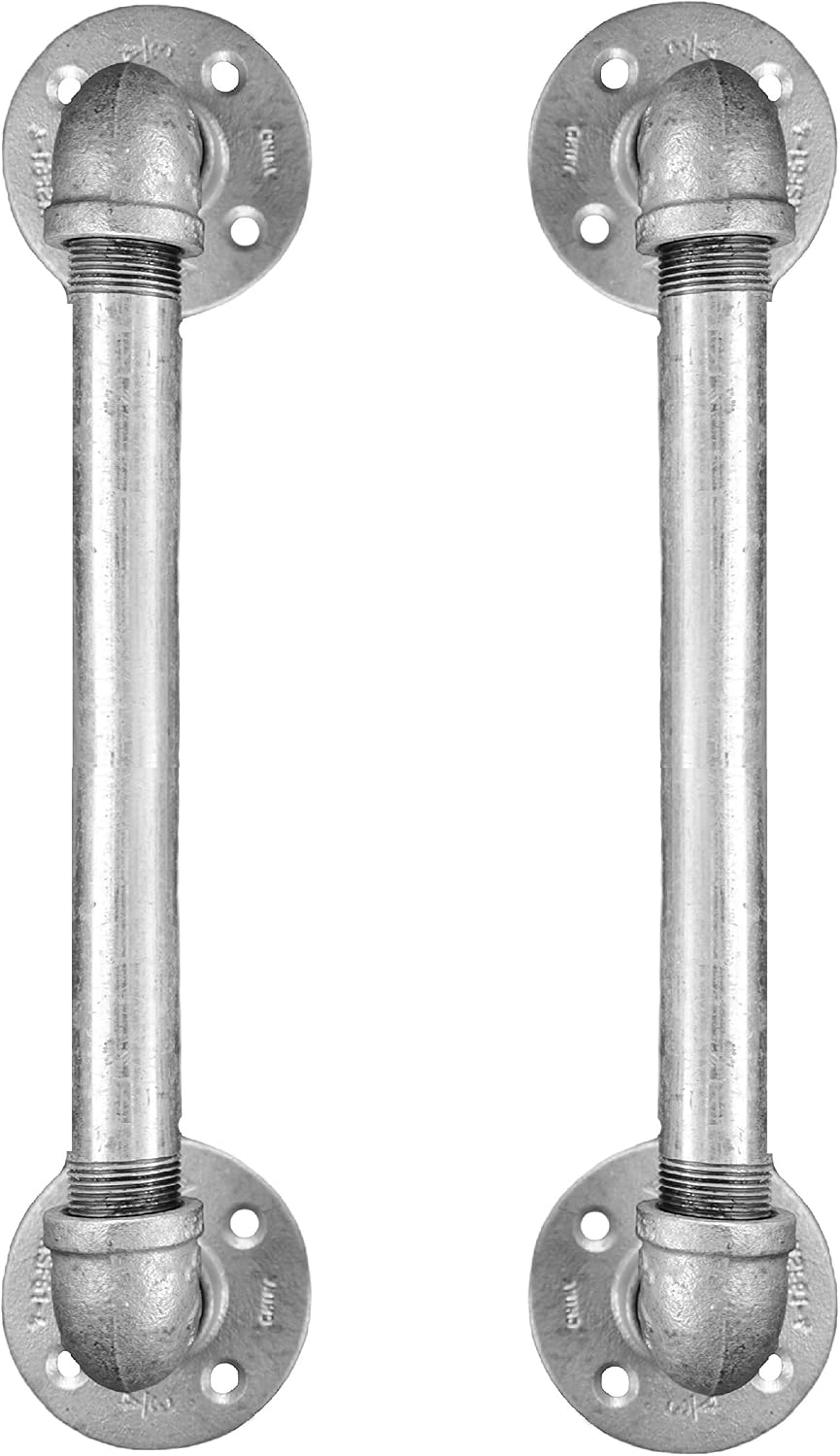 2 Galvanized Pipe Door pulls - Industrial Door Handles, Industrial Pipe door handle, Steampunk pipe drawer pull, Bar restaurant door pulls, cupboard door knobs