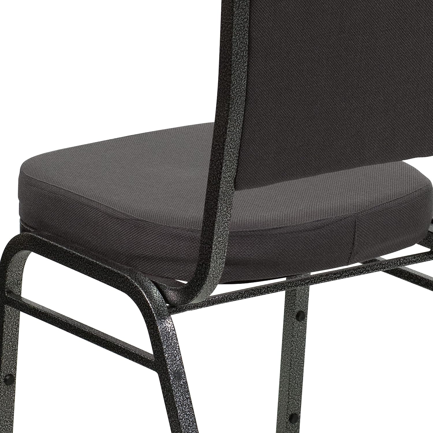 BizChair Crown Back Stacking Banquet Chair, Gray Fabric/Silver Vein Frame
