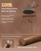 Wooden Dining Chairs Set of 4, Mid Century Modern Upholstered Kitchen Chairs with Solid Wood Legs, 350lb Heavy Duty Padded Side Chairs for Dining Room & Vanity, Camel