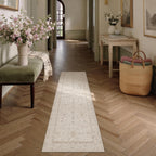 2x8 Beige Neutral Runner Rug for Kitchen Machine Washable Low Pile Carpet Vintage Accent Soft Non Slip Rug for Bathroom Decor Bedroom Nursery Indoor
