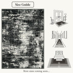 Lansny Abstract Small Area Rug 2x3 Entryway Rugs Washable Door Mat Entrance, Non Slip Kitchen Rugs, Rubber Backed Throw Rug Printed Faux Wool Floor Carpet for Front Door Foyer Entry Sink, Black Grey