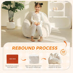 MAXYOYO Kids Bean Bag Chair, Comfy Bean Bag Sofa with Back Support, Faux Fur Cute Chair for Boys and Girls, Stuffed Floor Sofa for Nursery, Bedroom, Beige
