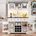 Spaco 71" Pantry Bar Cabinet with Hutch,Farmhosue Kitchen Buffet Sideboard with Power Outlet,3 Deep Drawers,4 Door Shevles,Wine & Glasses Rack,Rustic Coffee Bar Cabinet for Living Room,Dining Room.