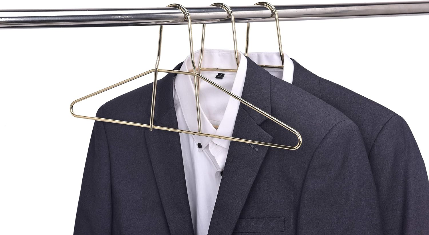 Quality Hangers Metal Hangers – Heavy Duty Hangers – Anti Theft Wire Hangers Suitable for Suits Coat Jacket – Hangers for Shuls Gyms Retail Stores Hotels – Can Carry Up to 200LBs (Gold, 60 Pack)