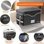 DocSafe 5200°F Fireproof Document Box with Lock,Heat Insulated File Organizer Storage with Pockets,Collapsible Portable Home Office File Safe Box with Handle for Hanging Letter/Legal Folders, Black