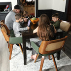Set of 2 Swivel Dining Chairs - MCM Dining Chairs with Curved Arms, Ergonomic Cane Back, Bentwood Frame, Dining Room Chairs for Kitchen/Conference/Restaurant/Living Room (Walnut Beige)