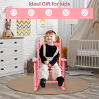 Outvita Outdoor Children's Rocking Chair, All-Weather Wooden Porch Rocker with High Backrest, Ideal for Garden, Yard, and Balcony, Patio Rocking Chair Suitable for Kids Ages 3-6(Pink)