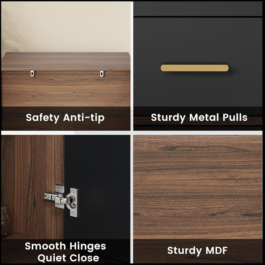 ModernMate 3 Drawer Office File Cabinet with Shelves, MDF Home Office Organizer, Compact Filing Cabinet for Bedroom Living Room, Adjustable Shelf, Anti-Tip Kit Included, 31.5" W x 13.8" D x 30" H