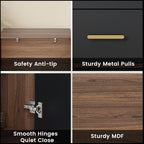 ModernMate 3 Drawer Office File Cabinet with Shelves, MDF Home Office Organizer, Compact Filing Cabinet for Bedroom Living Room, Adjustable Shelf, Anti-Tip Kit Included, 31.5" W x 13.8" D x 30" H