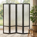 Acrylic Room Divider Panel, 67"x63" Translucent Partition Wall Divider for Room Separation, 4 Panel Freestanding Folding Privacy Screen with Black Wood Frame for Home Office & Loft