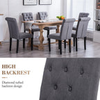 Dining Chairs Set of 2 Upholstered Dining Room Chairs Fabric Tufted Kitchen Chairs with Wood Legs High Back Dining Chair Mid Century Modern Chair for Dining Room,Kitchen,Living Room (Gray)
