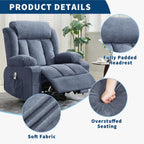 GarveeLife Rocking Recliner Chair for Nursery Glider Recliner with Cup Holder Swivel Rocker with Upholstered Deep Seat Comfy Single Sofa for Living Room Blue
