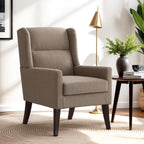 Zihanhome High Back Accent Chair, Fabric Living Room Chairs, Comfy Upholstered Armchair with Wooden Legs for Living Room, Bedroom, Apartment (1, Brown)