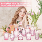 Inbagi 20 Pcs Glass Bud Vase Set - Pink Small Flower Vases Bulk, Vintage Embossed Decorative Bottles for Wedding Valentine Home Table Centerpieces Decor