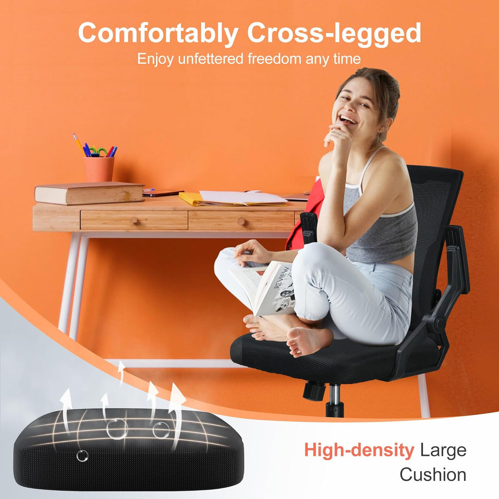 COMHOMA Office Chair with Flip-up Armrests Ergonomic Computer Desk Chair with Adaptive Lumbar Support & Breathable Mesh, Black