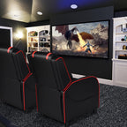 GYMAX Gaming Recliner, Massage Gaming Chair with Adjustable Footrest, Remote Control & Side Pocket, Ergonomic Game Lounge Chair, Racing Style Single Theater Seat Game Sofa for Adults (Red)