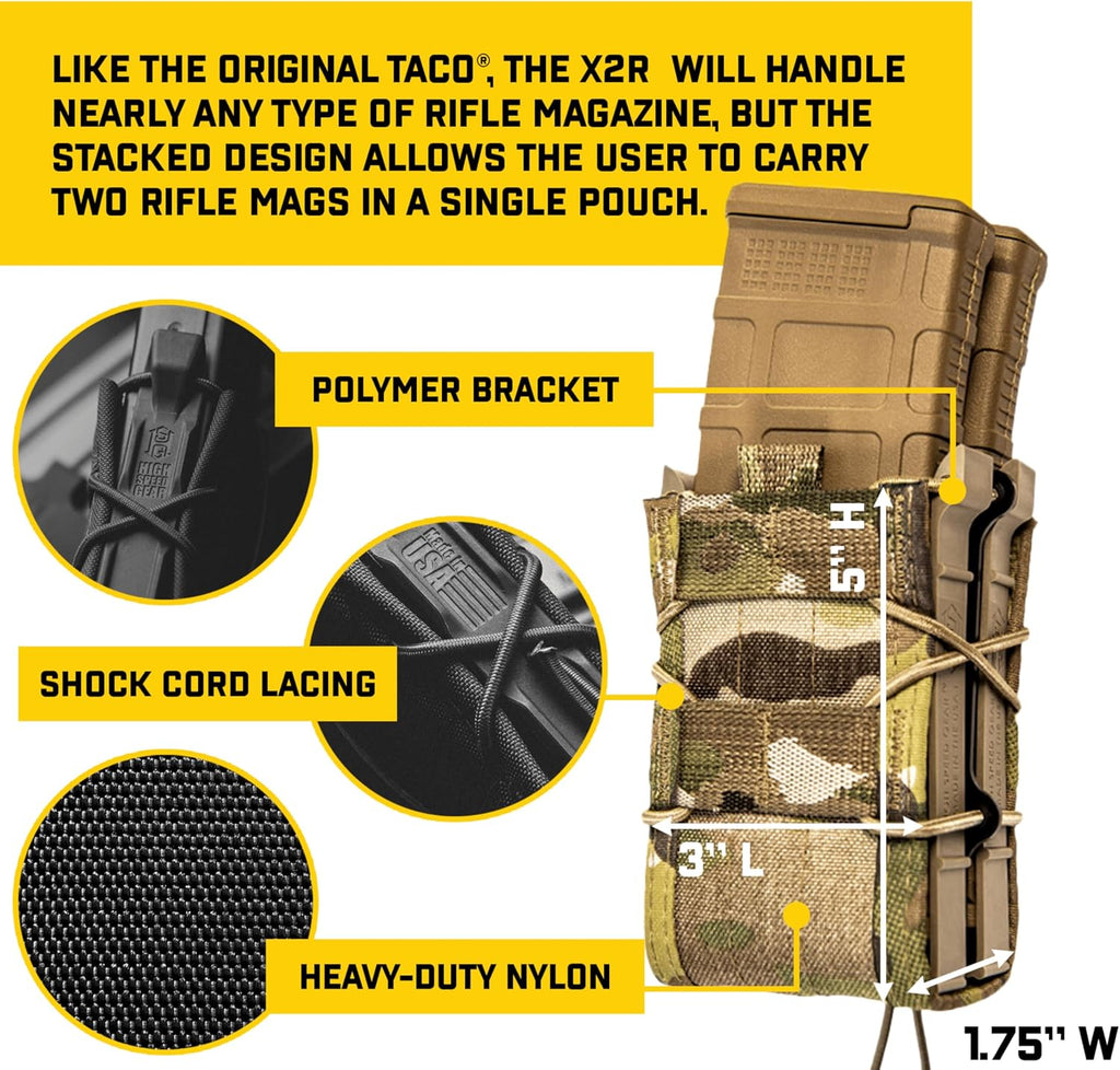 High Speed Gear - X2R Taco MOLLE Mag Pouch, Police Gear & Military Gear, Tactical Magazine Pouch for Professionals
