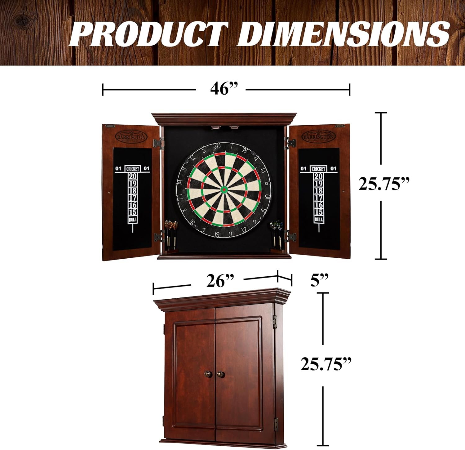 Barrington Chatham Bristle Dartboard, Cabinet Style, Pre-Assembled