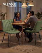 VASAGLE Dining Chairs Set of 4, Upholstered Kitchen Chairs, Synthetic Leather, Max. Load 264 lb, Steel Legs, Curved Backrest, for Dining Room, Forest Green and Ink Black ULDC090CH02-2J