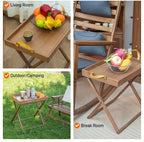 Folding TV Tray Table - Portable Side Tables with Removable Tray for Drink, Snack, Sofa End Table for Small Spaces, Living Room, Bedroom, Outdoor, Stable Stand for Camping, BBQ - Brown