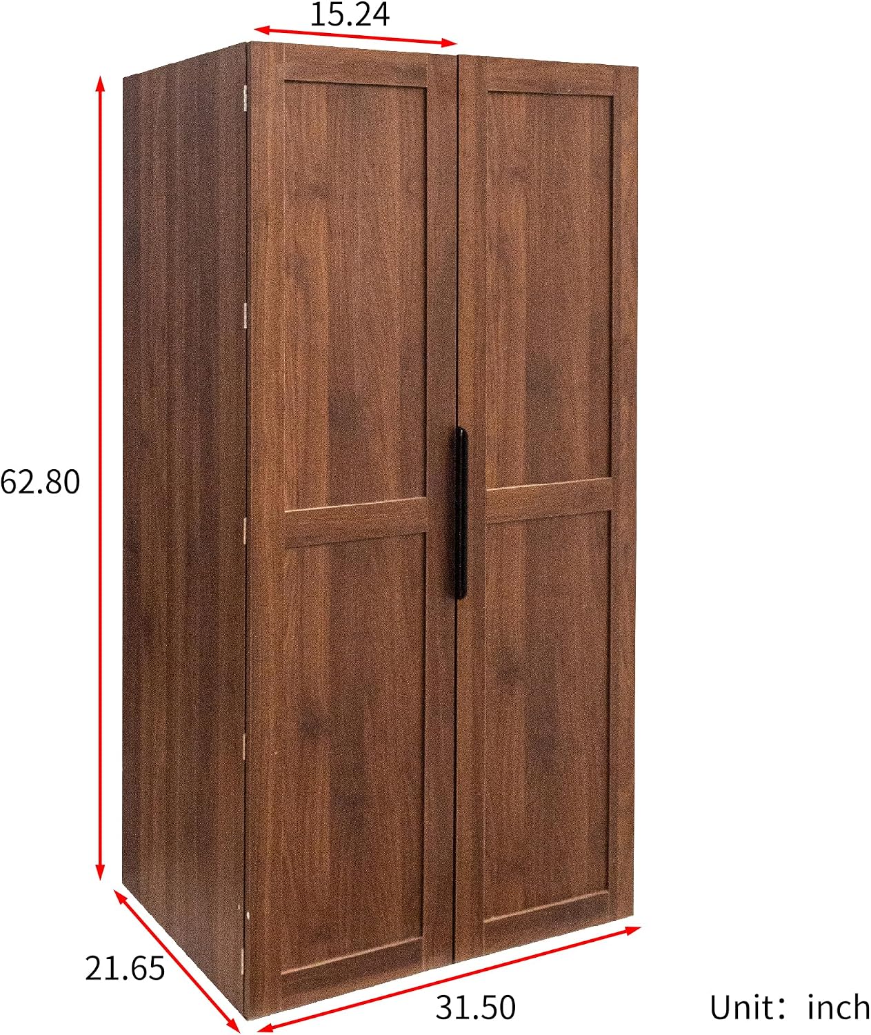 62.8''H Tall Kitchen Pantry Cabinet, Freestanding Buffet Cupboards Sideboard with Doors & Door Shelves, Farmhouse Storage Pantry for Kitchen Living Room Dinning Room, Walnut
