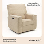 Storkcraft Texas Nursery Power Recliner Swivel Glider – Oeko-TEX 100 Certified, Nursery Rocking Chair with Push-Button Electronic Recline Function, USB-A and USB-C Charging Ports (Vanilla Sherpa)