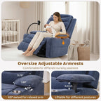 Olela Power Glider Recliner Nursery Chair, Swivel Rocking Chair with Electric Lumbar Support, USB Charging, Smart Cup Holder, Light, Adjustable Armrest, Wireless Phone Charger Holder, Chenille