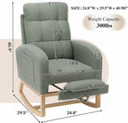 Nursery Rocking Chair, Polyester Upholstered Glider Chair with Footrest, Comfy Rocker Chair, Accent Chair with High Backrest, Glider Rocker, Armchair for Living Room (Green Teddy)