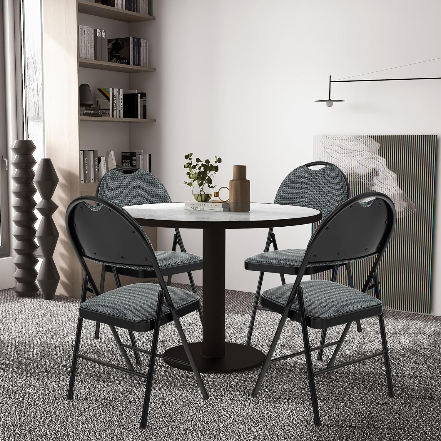 COSTWAY Padded Folding Chairs 2 Pack, Portable Steel Frame Dining Chairs with Cushion & Carry Design Back, Foldable Guest Chairs for Indoor & Outdoor Events Office Reception Wedding Party