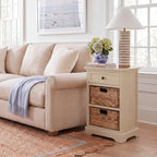 SAFAVIEH Furniture - Carrie 3-Shelf Side Table - Sand - Solid Wood - Farmhouse Tiered Design - Ideal for Living Room, Entryway, Home Office, 16" W x 13" D x 26" H - Fully Assembled (AMH5700J)