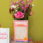ban.do Decorative Book Shaped Vase, Word Search Ceramic Vase, Shelf Decor for Home or Office (Word Search)