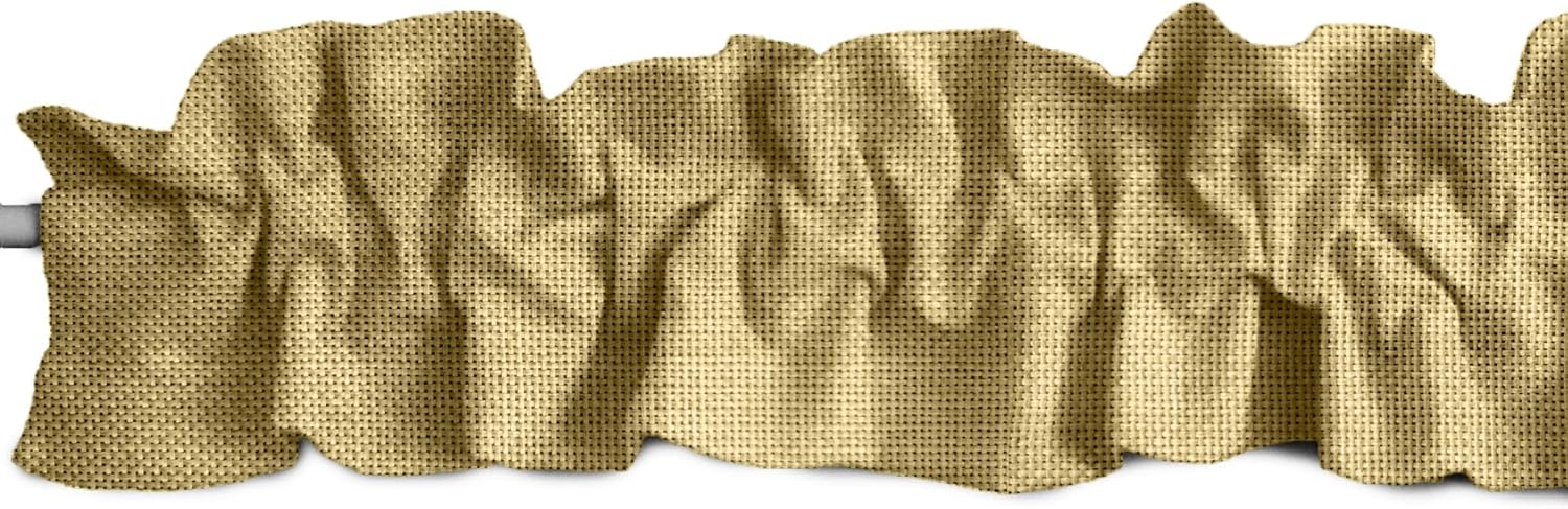 Zen Creative Designs Faux Burlap Sleeve Topper Window Valance Top Bottom Ruffle Home Décor Bedroom Nursery Kitchen Window (58" Wide x 5" Tall, Light Gold)