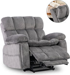 Dual Motor Power Lift Chair 26" Extra Wide Recliner Chair for Elderly with Headrest, Flip Arm Storage,Massage & Heat,Oversized Lay Flat Recliner with Cupholders,USB Ports,Type C,Zero Gravity