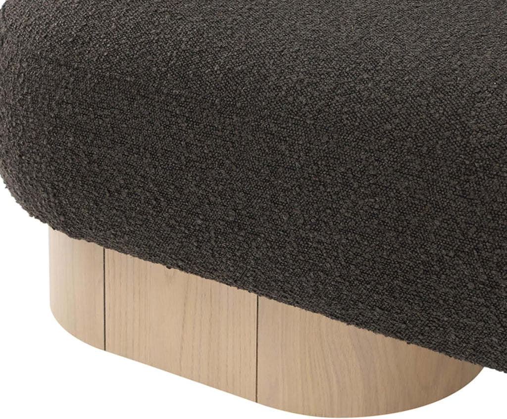 Meridian Furniture 22001Brown Robertson Collection Art Deco Bench with Luxurious Brown Boucle Fabric and Rich Natural Oak Finish, 60.5" W x 18" D x 16" H, Brown