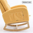 Rocking Chair, Nursery Rocker, Upholstered Accent Chair with Footrest, High Back Armchair for Living Room Bedroom, Yellow, Rubber Wood Legs, Side Pocket, 26.77D 38.36W 39.76H Inch