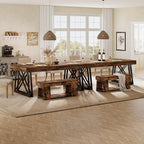 Tribesigns 63-Inch Dining Table for 4-6, Industrial Farmhouse Kitchen Table with Reinforced X-Shaped Metal Legs for Dining & Living Room, Kitchen, Vintage Brown and Black