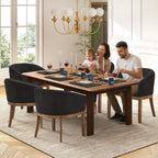 SoarFlash Modern Upholstered Barrel Dining Chair Set of 2, Natural Hardwood Frame, Farmhouse Linen Chairs for Dining Room, Kitchen(Black)