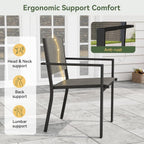 Aoxun 7-Piece Patio Table and Chairs Set for 6, All Weather Outdoor Dining Set with 6 Textilene Chairs and 1 Rectangular Metal Table, Patio Dining Sets for Backyard, Brown