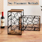 Wood Countertop Wine Rack No Need Assembly 6 Bottles Black + Rustic Brown