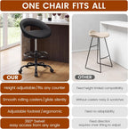 Ergonomic Drafting Chair for Standing Desk, Height Adjustable Rolling Stool with Foot Rest, Tall PU Leather Chair with Wheels and Back Support for Home Office Kitchen Counter, Black