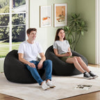 WLIVE 2 Pcs Bean Bag Chair for Kids Adults, Inflatable Chair, No Filler, Comfy, Suit for Dorm Gaming Room Indoor Outdoor, Black