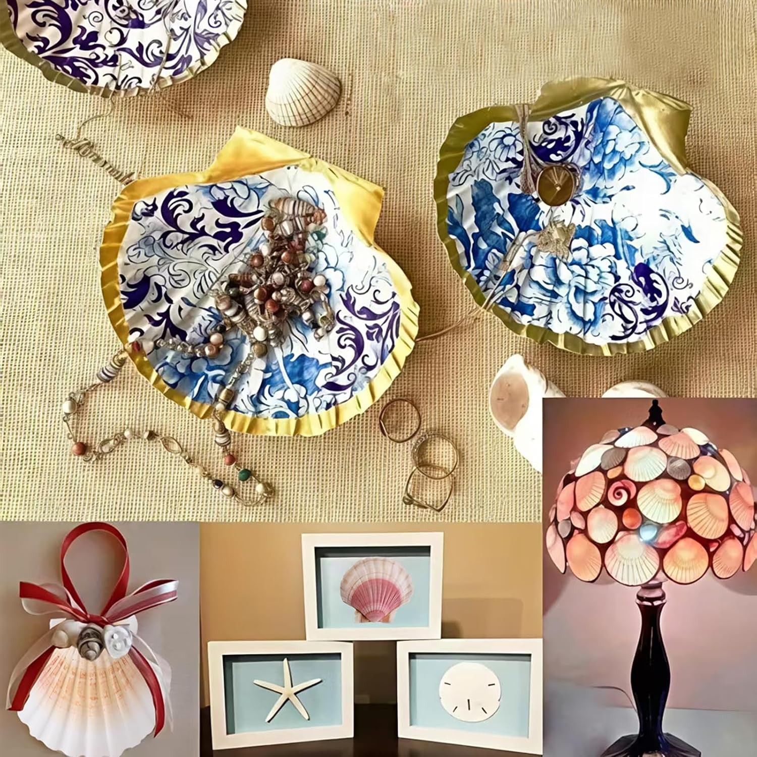 10pcs Sea Shells 4''-4.5'' Large Natural Scallop Shells Pink & Yellow Hawaiian Scallop Shells for Crafts, Seashell Beach Decorations for Home Decor, Beaching Wedding Decoration