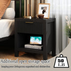 End Table Set of 2 with Storage, Small End Table, Wood Bedside Table with Drawer and Opening Storage, Nightstand Accent Table for Living Room, Bedroom, Black