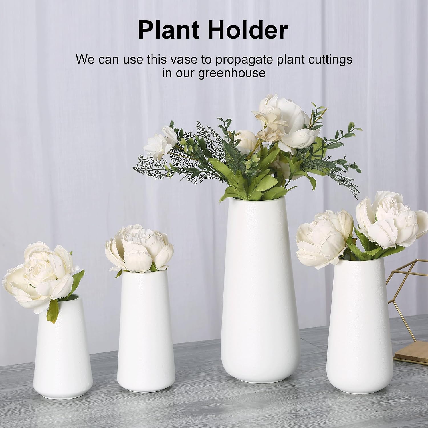 Ceramic Vases for Home Decor, Small Flower Vases Minimalist Style for Modern Table Fireplace Bedroom Kitchen Living Room Toilet Centerpieces Office Desk White