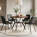 Miereirl 42.13" 5-Piece Round Dining Table Set for 4, Kitchen Table Set with 4 Upholstered Chairs and Storage Shelf, Dining Room Furniture Set for Apartment, Small Spaces