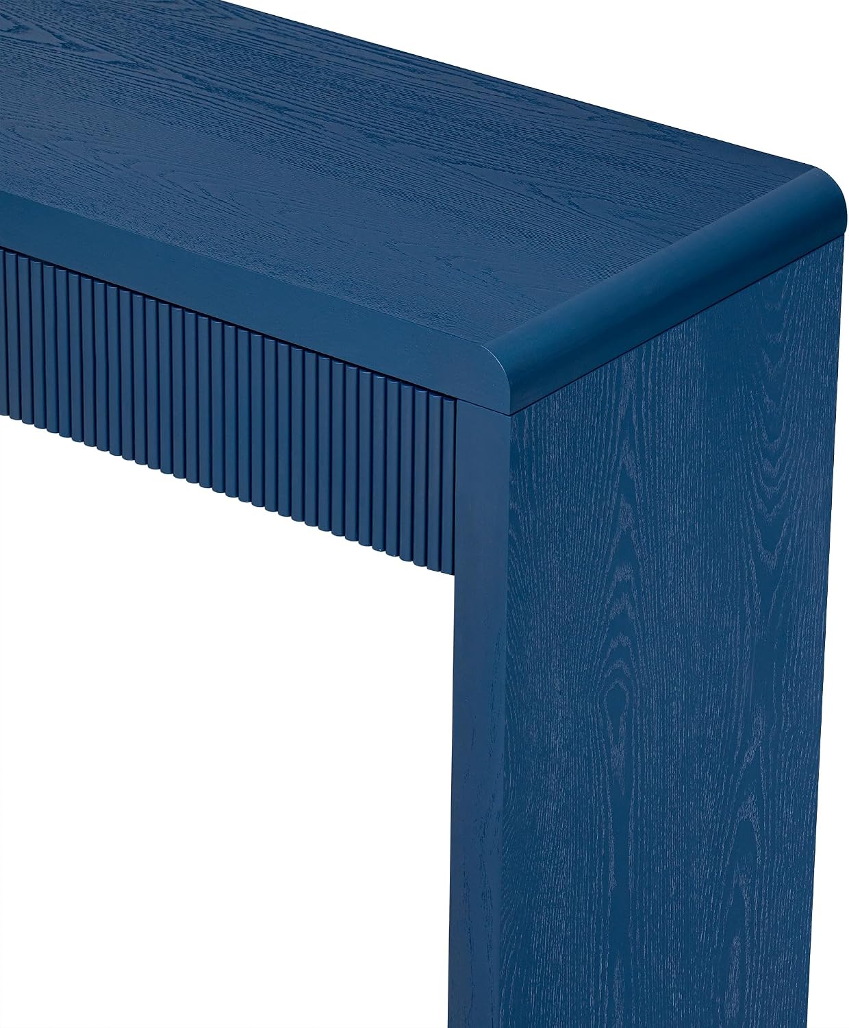 Knocbel Console Table with 3 Fluted Drawers, Rustic Sofa Tables with Solid Wood Veneer & Wood Grain for Entryway Hallway Living Room, 55.1" W x 15.8" D x 29.8" H, Navy