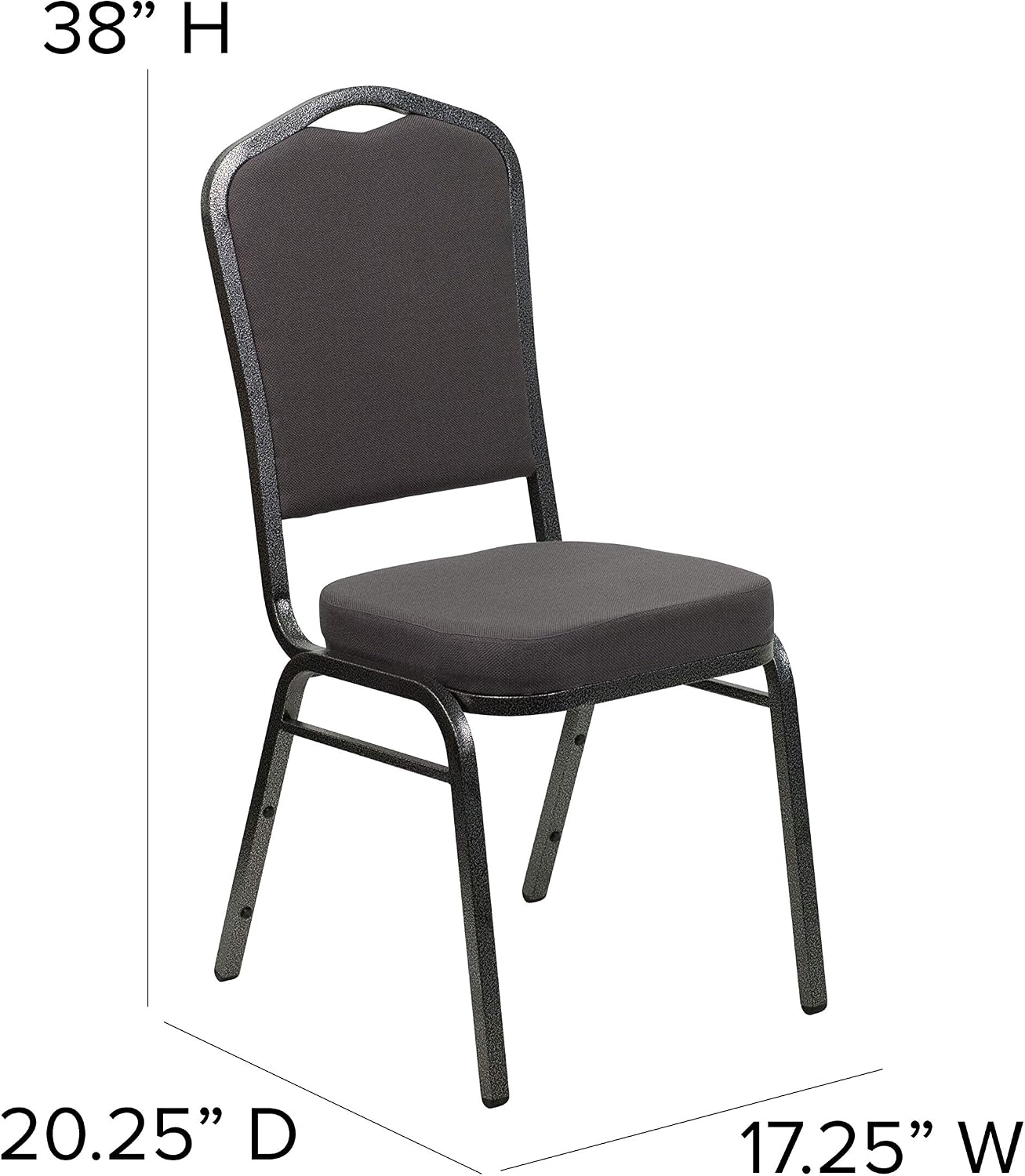 BizChair Crown Back Stacking Banquet Chair, Gray Fabric/Silver Vein Frame