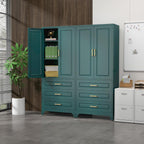 SteeLoong 75" Kitchen Pantry Cabinet with 3 Drawer,Metal Storage Cabinets with Doors and 2 Adjustable Shelves,Green Kitchen Cabinet with 2 Gold Handles,Food Cupboard for Livingroom,Pantry, Bathroom