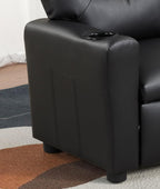 23" Black PU Leather Recliner Chair with Cupholder