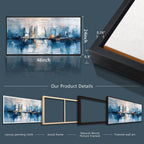 ZUITINGHUA Large Black Framed Wall Decor For Living Room Canvas Wall Art For Office Modern Wall Decorations For Bedroom Blue Abstract Painting Modern Pictures Artwork Home Decor 24x48 In